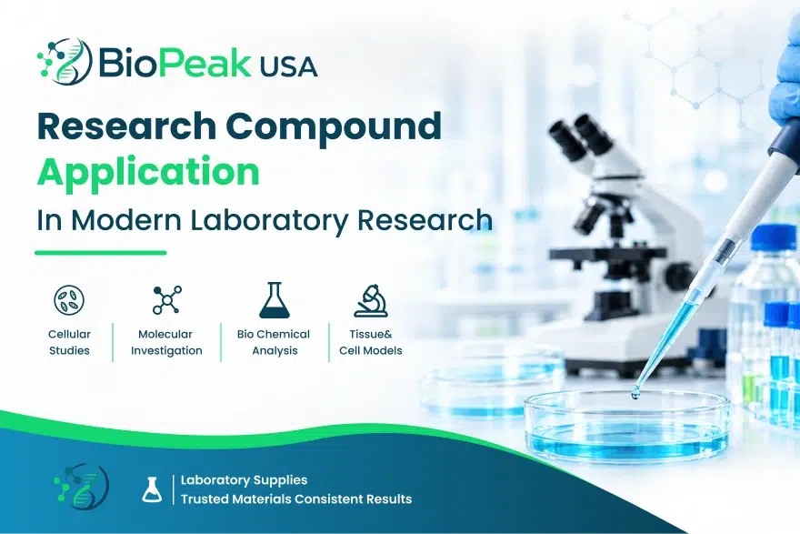 Research compounds in a modern laboratory with pipette petri dish and microscope