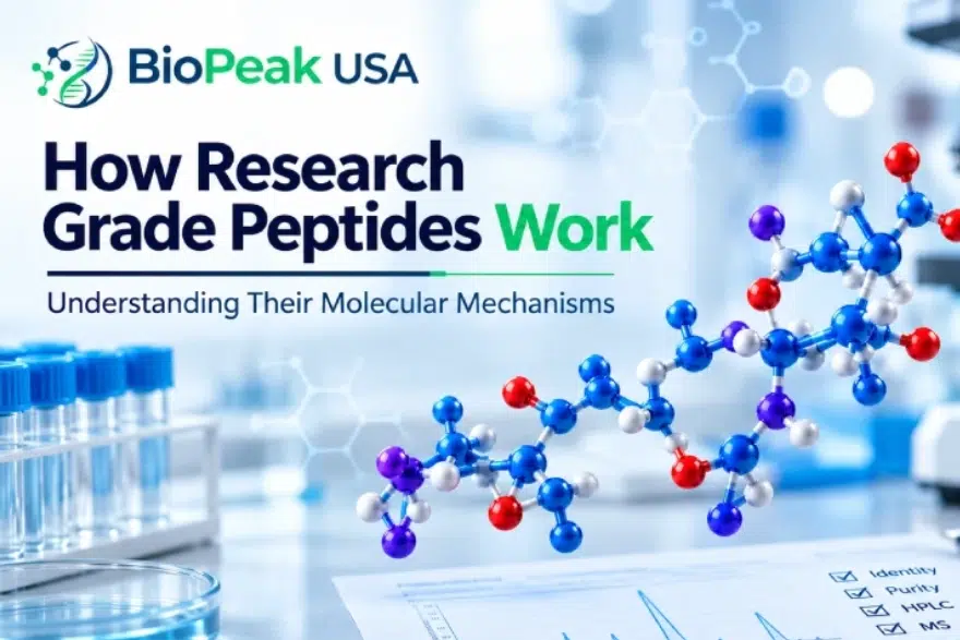 Research grade peptides molecular mechanisms and laboratory analysis | BioPeak USA