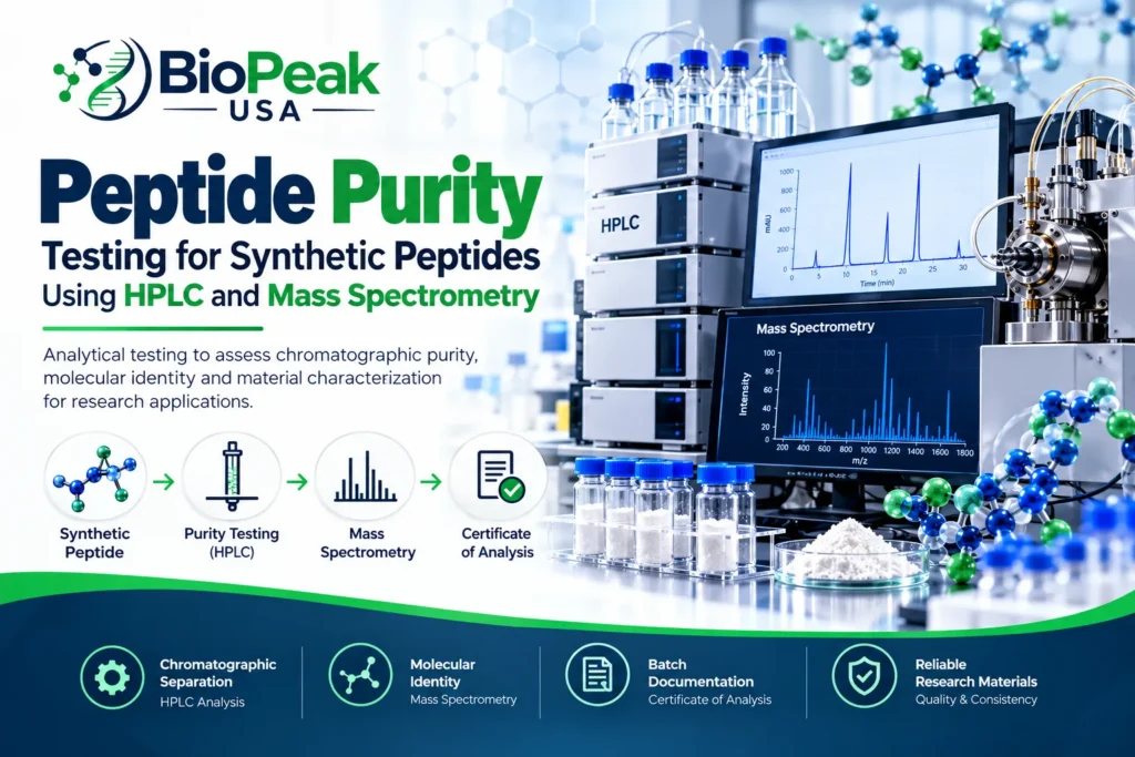 Peptide Purity testing using HPLC and mass spectrometry by BioPeak USA